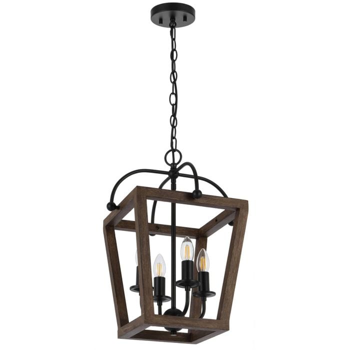 Telbix Lacota Modern Pendant Hanging Lamp Light Metal Wood Black Walnut Matte Wood Tones