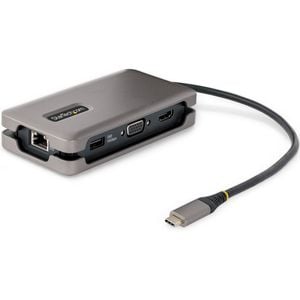StarTech.com USB-C Multiport Adapter, HDMI/VGA, 4K 60Hz, 3-Port USB Hub, 100W PD Pass-Through, GbE, Mini Docking Station
