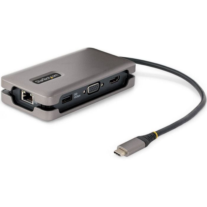 StarTech.com USB-C Multiport Adapter, HDMI/VGA, 4K 60Hz, 3-Port USB Hub, 100W PD Pass-Through, GbE, Mini Docking Station