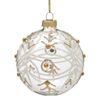 Christabelle Box of 6 Clear Glass Baubles with Glitter Swirls and Gold Pearls