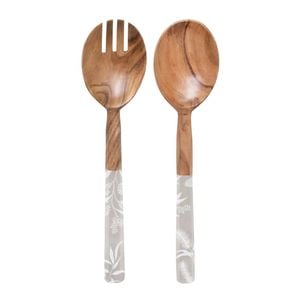 2pc J.Elliot Home Bindi 30cm Salad Server Spoon/Fork Set - Grey Beige
