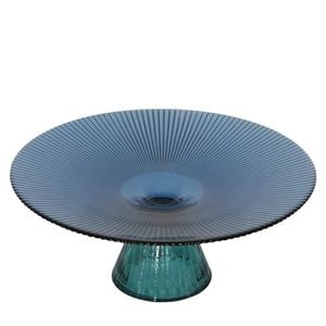 Belle Morello Footed Glass Bowl Round 33x1.5cm - Blue