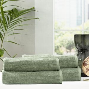 Renee Taylor 4 Piece Cotton Ribbed Bath Towel Sage