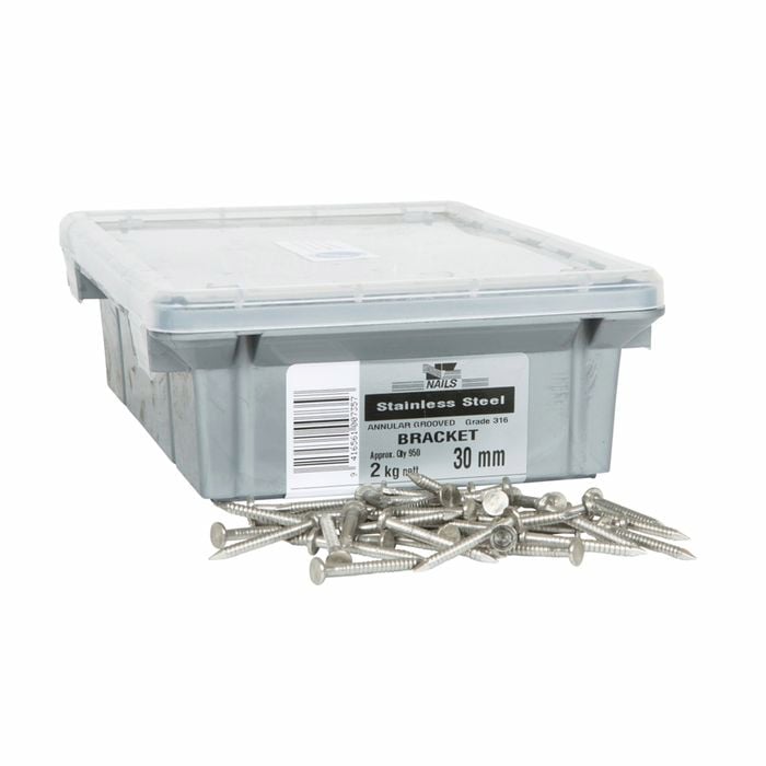 NZ Nails 30 x 3.15mm Stainless Steel Bracket Nail - 2kg Box