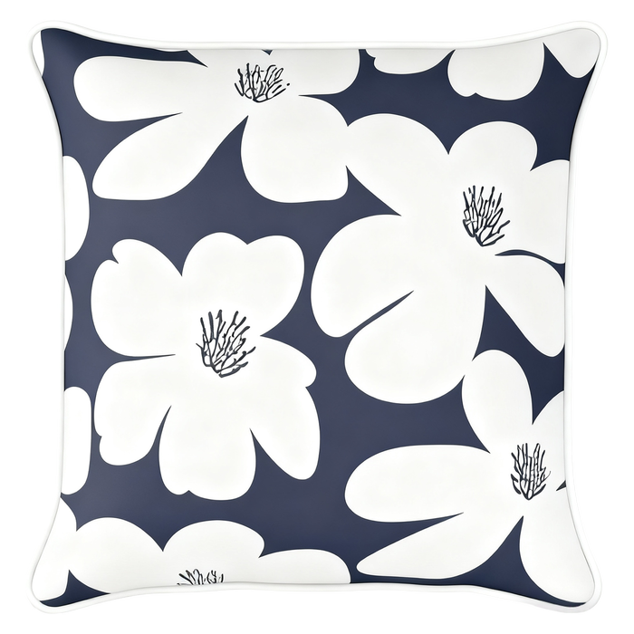 Mojo 45cm Floral Navy Cushion Cover With Pipe