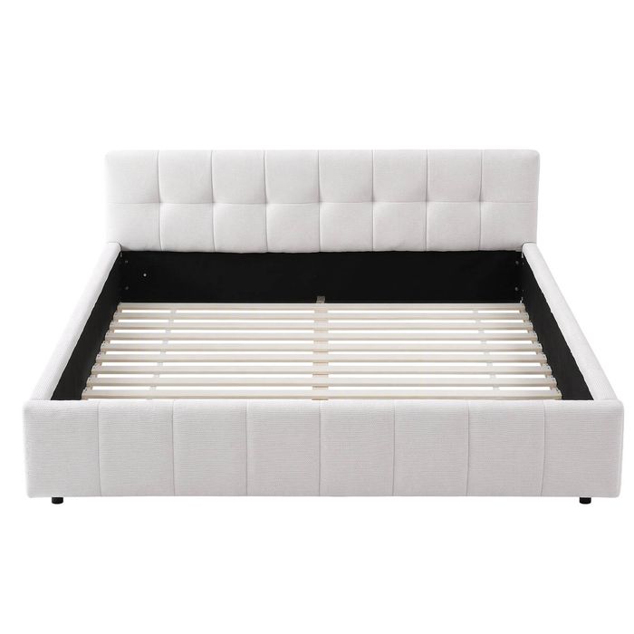 Artiss King Bed Frame with Charging, LED Lights & Tufted Headboard