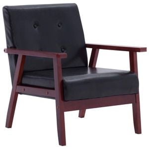 vidaXL Armchair Black Faux Leather Sofa Chair Home Couch Lounge Furniture