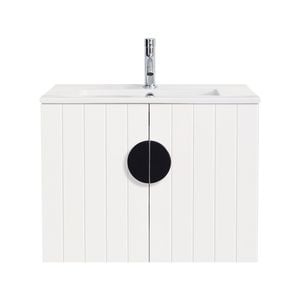 CIBO 600mm White Freshwater Wall Hung Bathroom Vanity With Black Handle