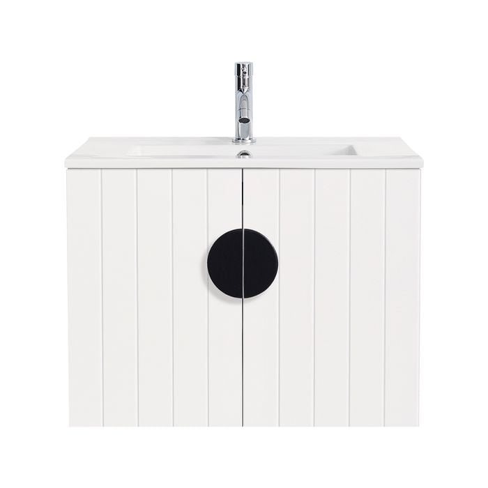 CIBO 600mm White Freshwater Wall Hung Bathroom Vanity With Black Handle
