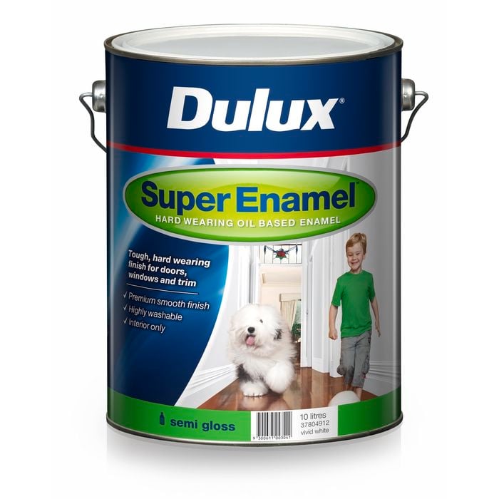 Dulux 10L Super Enamel Paint Semi Gloss Vivid White