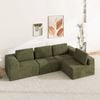 Advwin 340cm 4 Seater Sofa Convertible L Shaped Sofa Chenille Compressed Sofa Modular Couch No Assembly Green