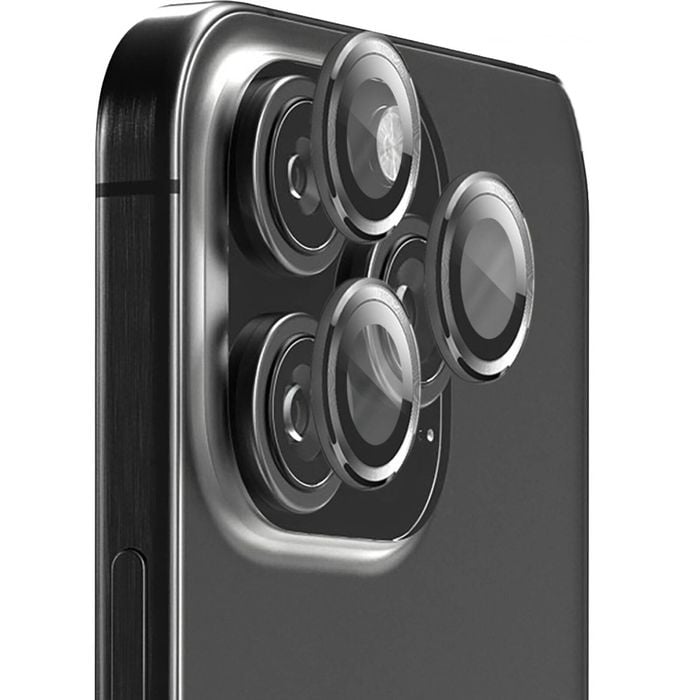50pc EFM Camera Lens Protector Bulk Set for iPhone 16 Pro/16 Pro Max Carbon