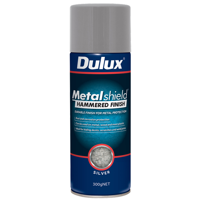 Dulux 300g Metalshield Hammered Finish Spray Paint Silver