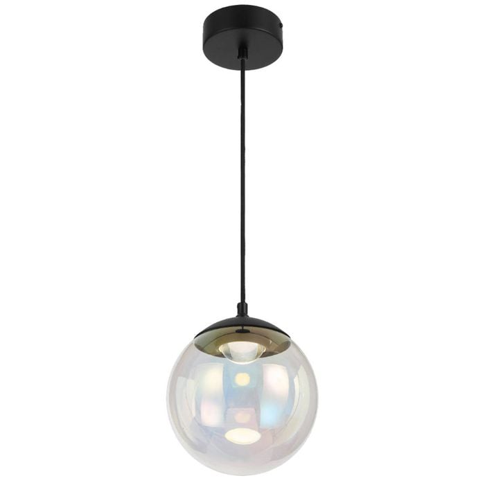 Telbix Aurora Modern Pendant Hanging Lamp Light Metal Glass Black Gloss Matte