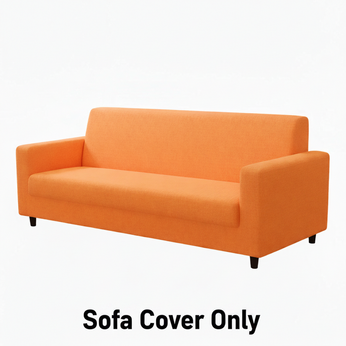 Anyseat 4 Seater Sofa Cover Plain Orange Style And Protection For Living Room Sofa Chair Elastic Stretchable Slipcover
