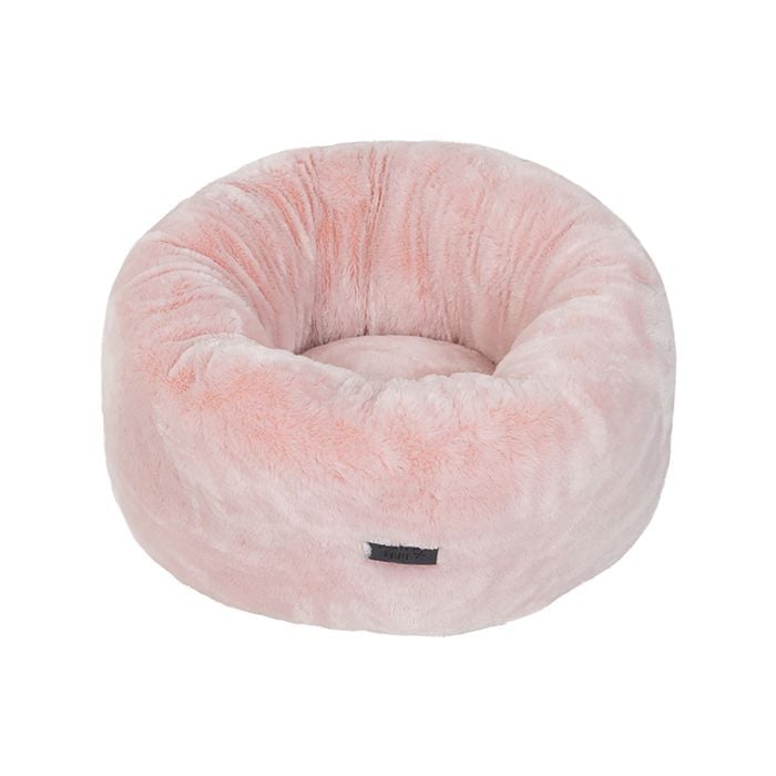Baxter Bone Pink Faux Fur Plush Donut Pet Bed - Large