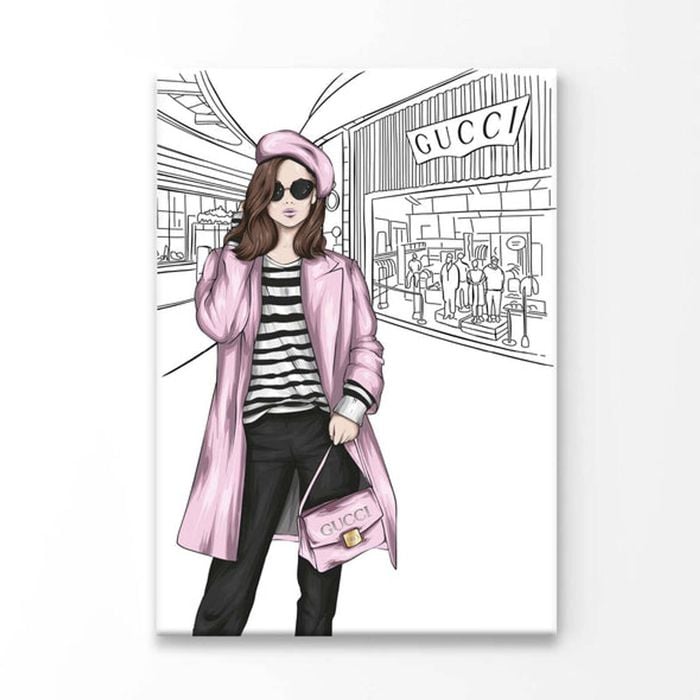 Pink Stylish Lady Print 100% Australian Made 100 x 150cm (Acrylic)