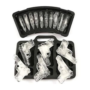 Catzon 2 Pcs Handgun & Bullet Ice Cube Trays Great for Whiskey Cocktails