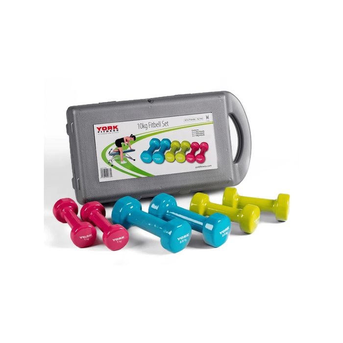 York 10KG PVC Dipped Dumbbell Set