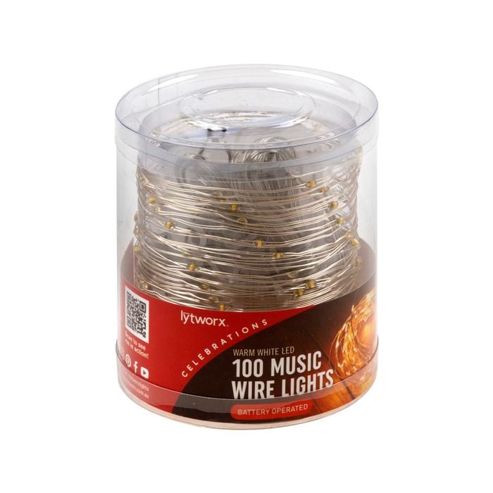 Lytworx Warm White LED 100 Music Wire Lights