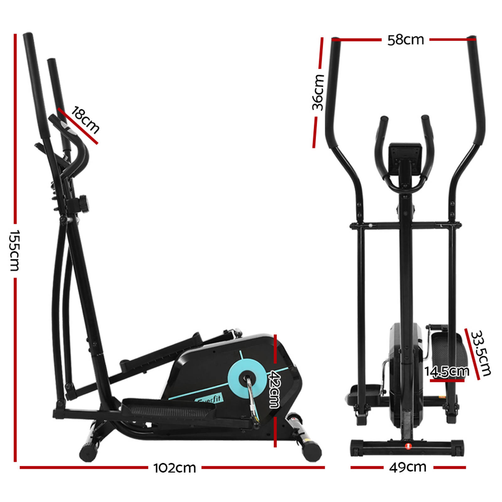 Everfit Exercise Bike Elliptical Cross Trainer Black Bunnings Australia