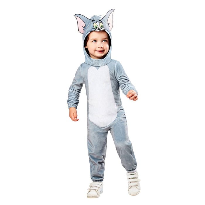 Tom & Jerry Costume Kids Tom Jumpsuit w/ Headpiece One Piece Party Size 3-4y GR