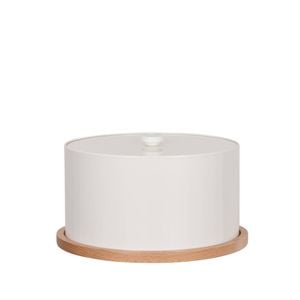 Davis & Waddell Daylesford Cake Tin With Wooden Board Cream 28x28x16cm