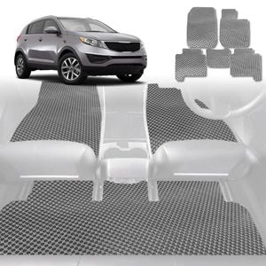 6D Diamond Car Floor Mats for Kia Sportage 2010-2015-Full Set-Grey-Outback GT