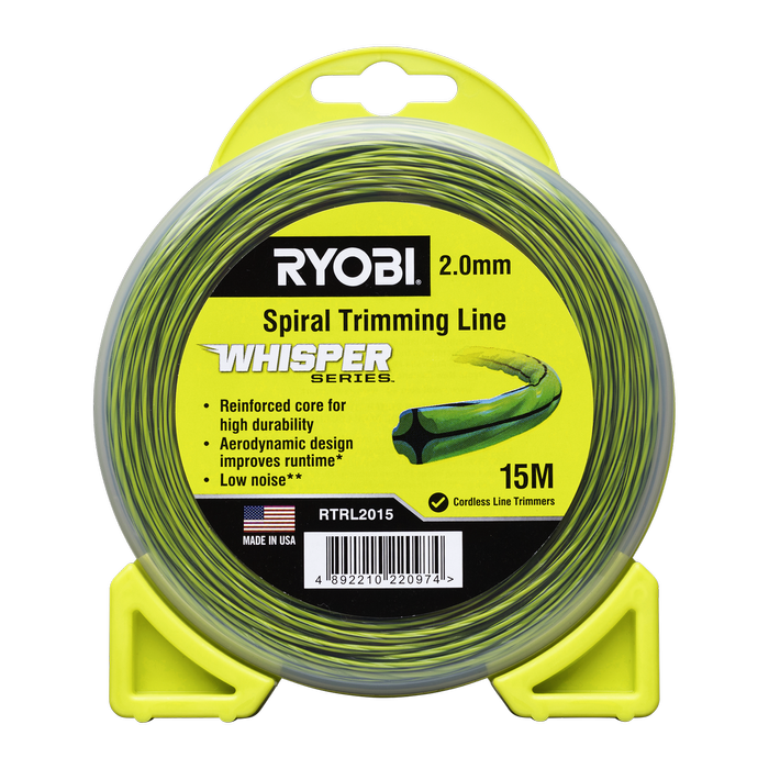 Ryobi 2.0mm 15m Whisper Series Spiral Trimming Line