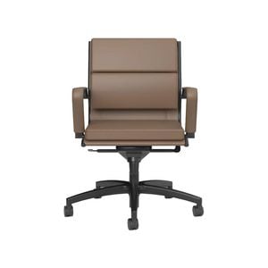 Olg Mode Mid Back Boardroom Chair Fixed Arms Black Base Chocolate Vinyl