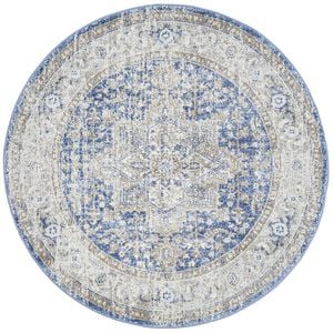 The Rug Connection Estate Hugo Blue 200x200cm - Medium Round Transitional Pet Friendly Indoor Rug