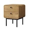 Oikiture Bedside Table 2 Drawers Side Table Bedroom Nightstand Metal Natural