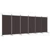 vidaXL 6-Panel Room Divider Brown Fabric Privacy Screen Room Separator Folding