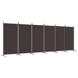 vidaXL 6-Panel Room Divider Brown Fabric Privacy Screen Room Separator Folding