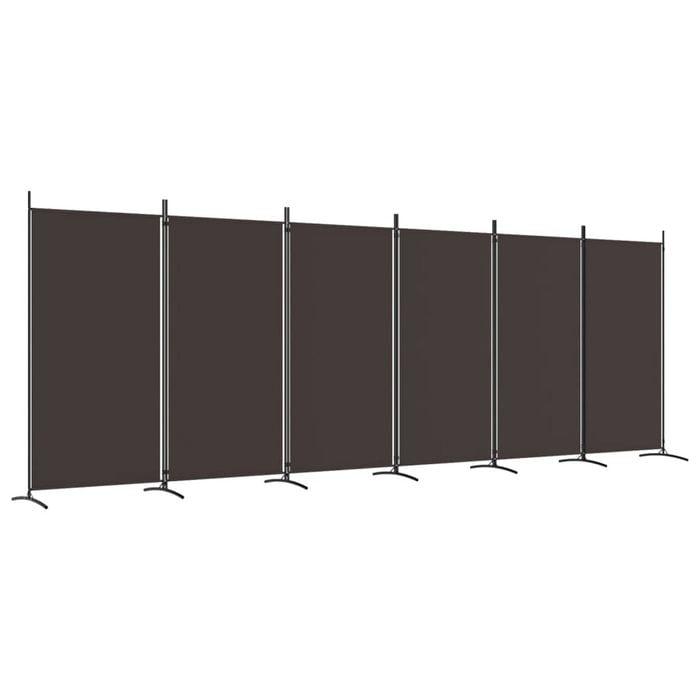 vidaXL 6-Panel Room Divider Brown Fabric Privacy Screen Room Separator Folding