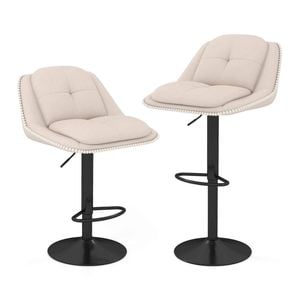 Costway 2x Swivel Bar Stools Height Adjustable Dining Chair W/armrest Beige