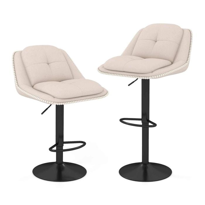 Costway 2x Swivel Bar Stools Height Adjustable Dining Chair W/armrest Beige