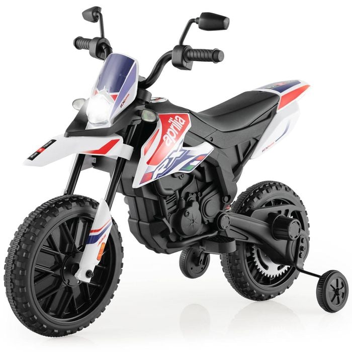 Costway 12V Kids Electric Motorbike Aprilia Licensed with Light,Music&Wireless Function White