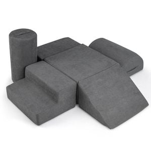 Costway 6pcs Soft Foam Blocks Crawl Climb Playset Activity Toys Grey