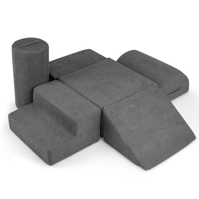 Costway 6pcs Soft Foam Blocks Crawl Climb Playset Activity Toys Grey