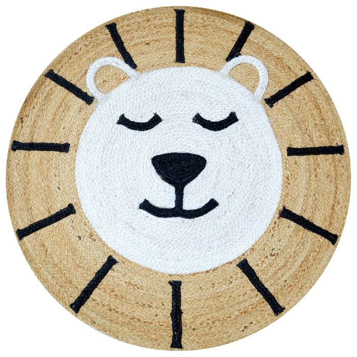 Handmade Kids Jute Round Rug-Simba 1144-Natural-100x100cm