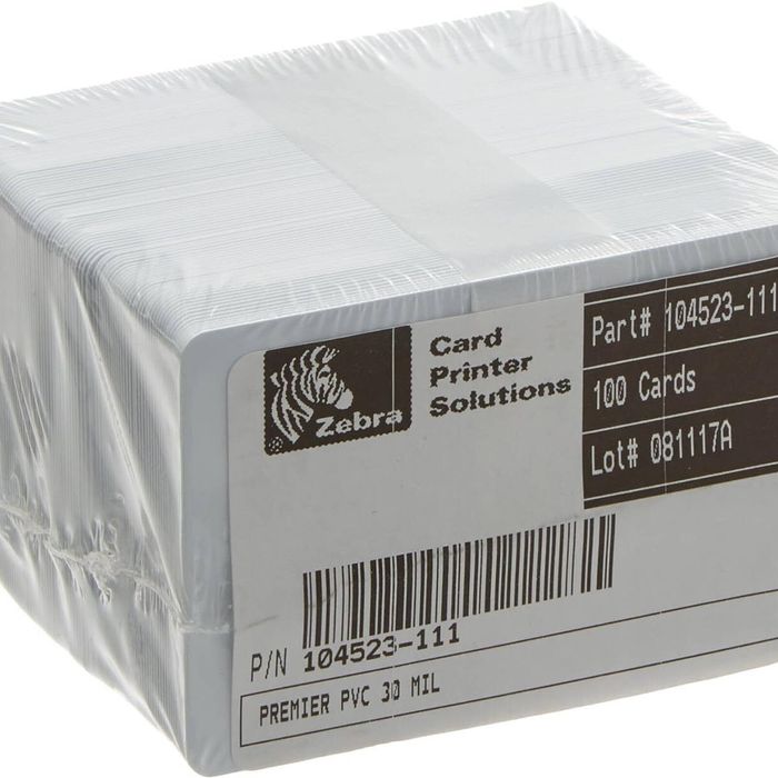 Zebra Premier ID Card - Printable - 53.85 mm x 85.85 mm Length - White - Polyvinyl Chloride (PVC) - 500 Pack