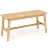 Costway Bamboo Dining Bench Chair Pvc Rattan Farmhouse Bedside Seat