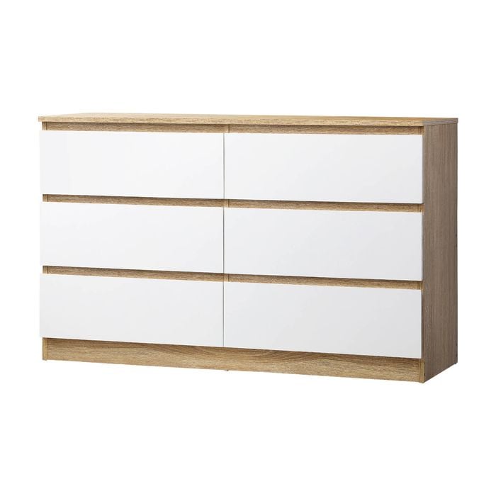 Oikiture 6 Chest of Drawers Tallboy Dresser Table Storage Cabinet Wooden White