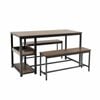 Costway 3pcs Dining Table Benches Set w/Storage Shelf