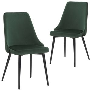 Emerald Green Velvet Dining Chair with Iron Legs - Set of 2