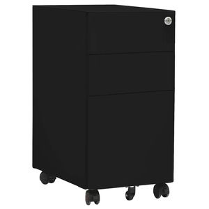 vidaXL Mobile File Cabinet Wheeled Chest of Drawers Office Storage Black Steel