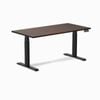 Desky Dual Dark Walnut Rubberwood Sit Stand Desk 150x75cm Matte Black Frame Leg