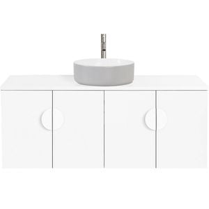 CIBO 1200mm White Mornington White Wall Hung Vanity With Light Grey / White Basin And White Handles