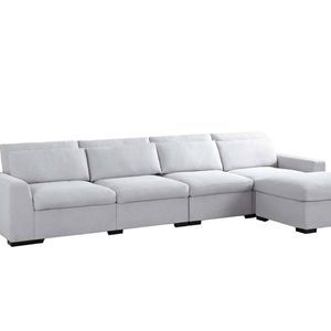 Savile Sectional Sofa With Ottoman - Light Grey